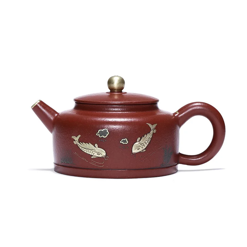 Old Kettle Yixing Dark-red Enameled Pottery Teapot Bright Red Robe Zhou Guizhen Manual Famous Wholesale Tea Set Agent | Дом и сад