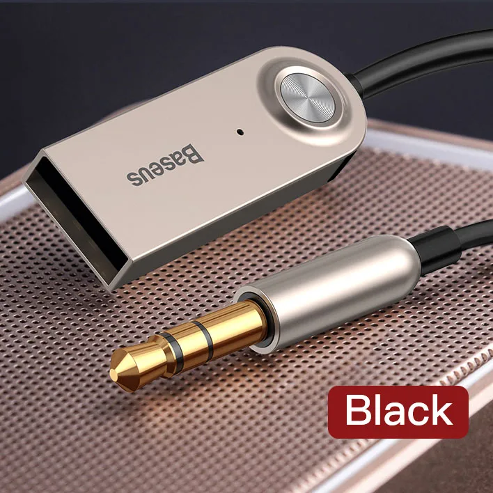 Black Baseus Aux Bluetooth адаптер кабель программный ключ для автомобиля 3,5 мм разъем Aux Bluetooth 5,0 4,2 4,0 приемник динамик аудио музыкальный передатчик - Название цвета: Black