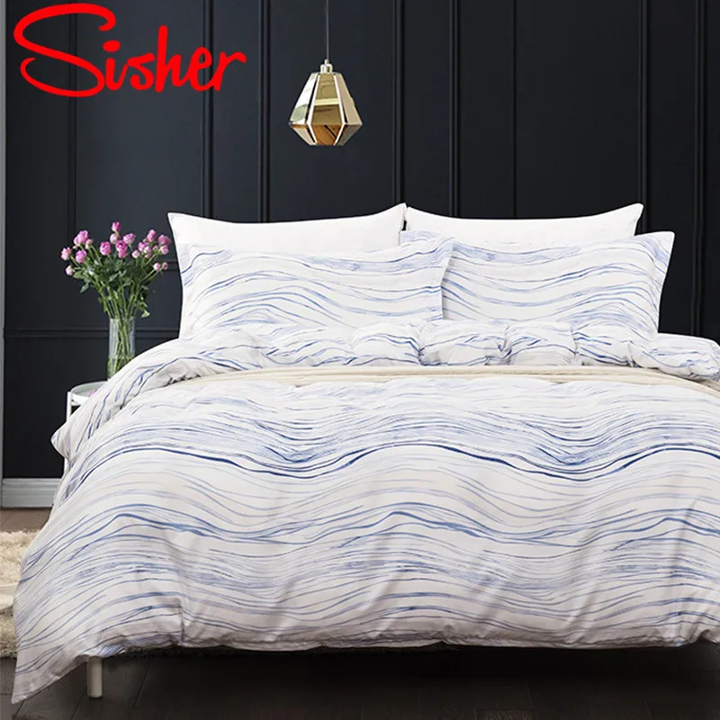 Набор постельного белья для взрослых простой постельный комплект в полоску с