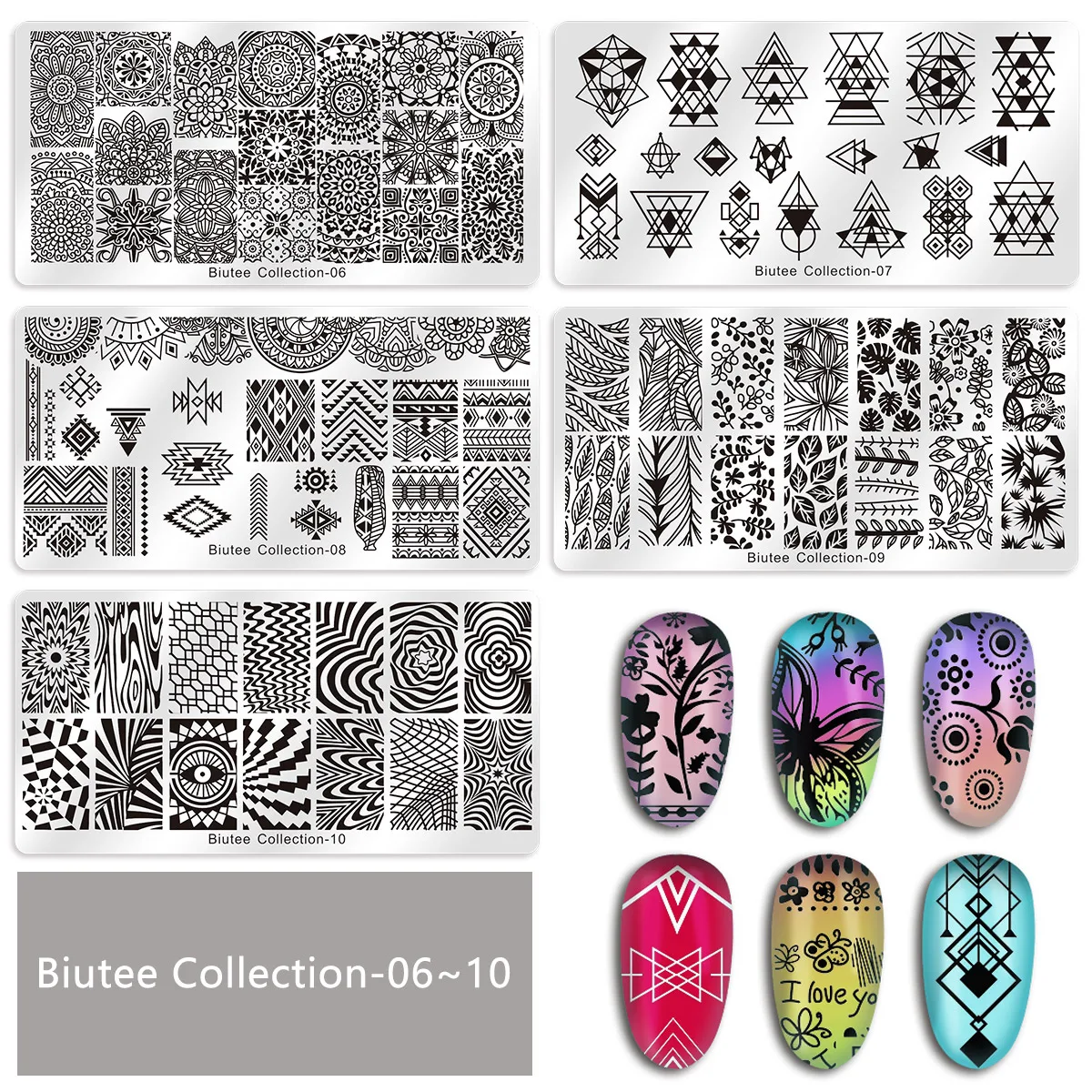 Biutee 30 шт./компл. пластины для штамповки ногтей набор геометрических цветов мульти-шаблон ногтей пластины штамп искусство украшения ногтей аксессуары