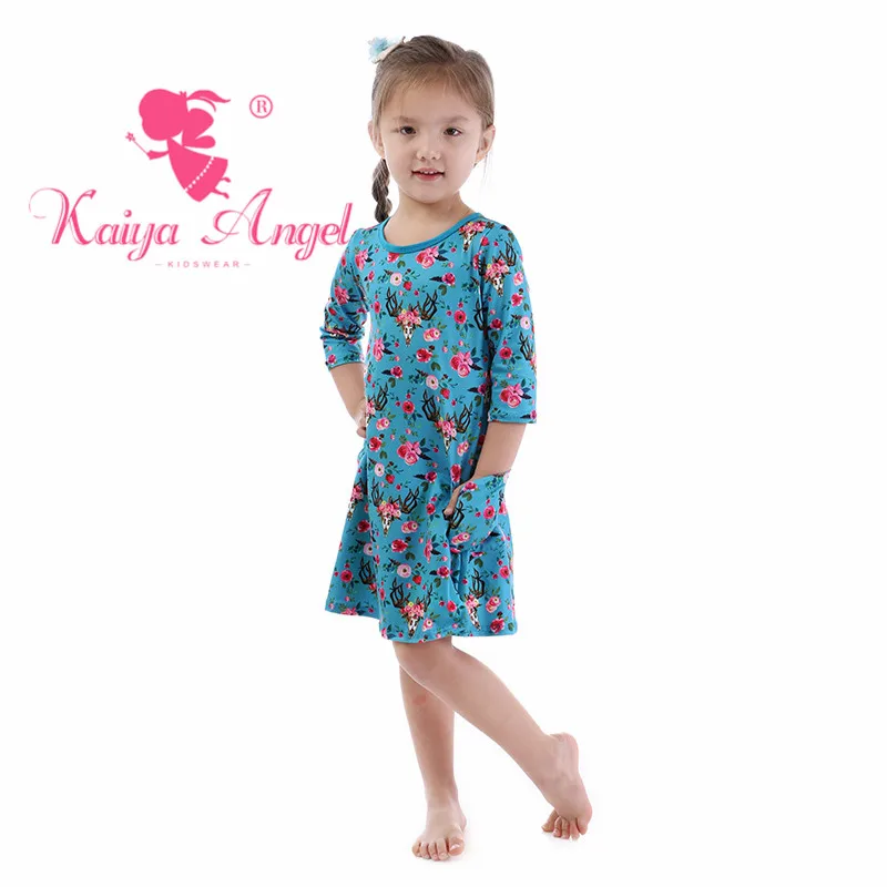 Kaiya Angel/модное летнее платье с цветочным принтом для маленьких девочек одежда
