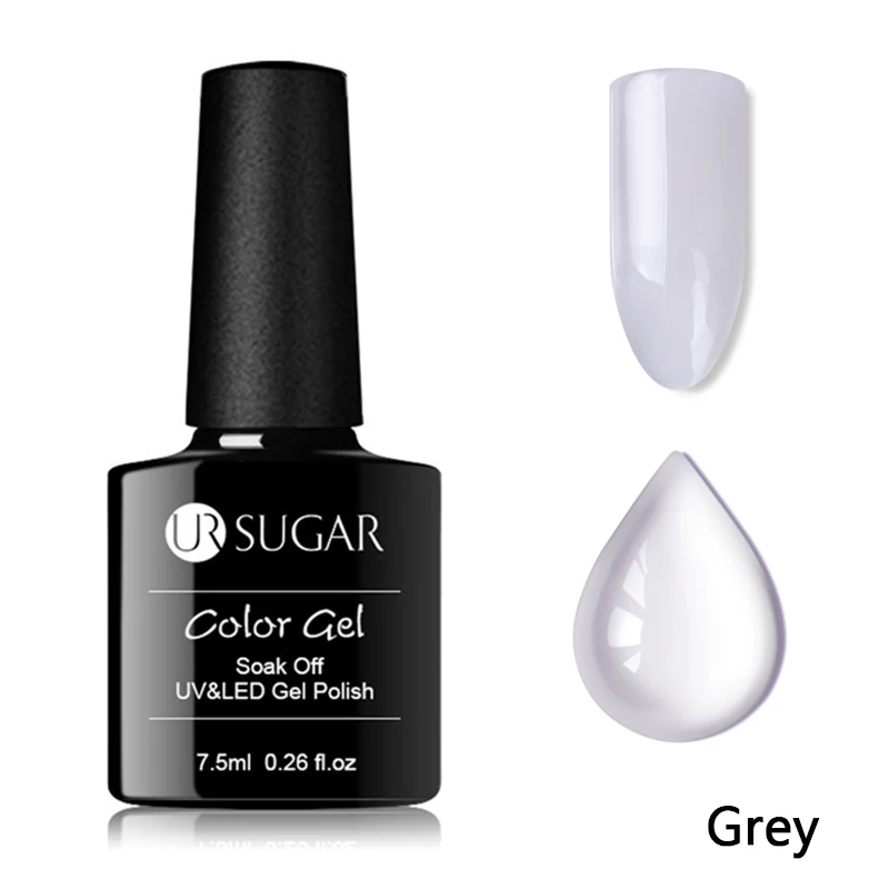 Ur Sugar 7,5 мл голографический Желейный Гель-лак для ногтей Блестящий Гель-лак фиолетовый розовый замачивающийся УФ-Гель-лак сделай сам - Цвет: Grey