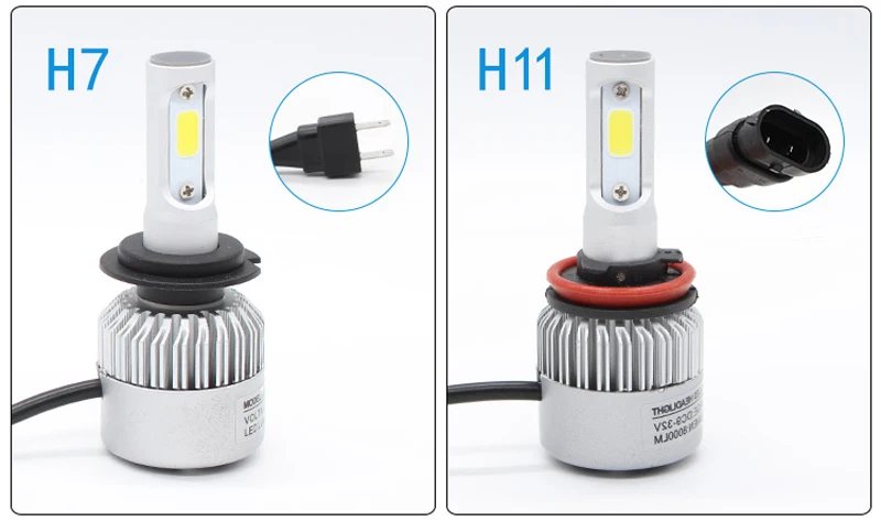 2Pcs H4 LED H7 H11 H8 9006 HB4 COB S2 Auto Car Headlight 72W 8000LM High Low Beam Bulb All In One Automobile Lamp 6500K | Автомобили и