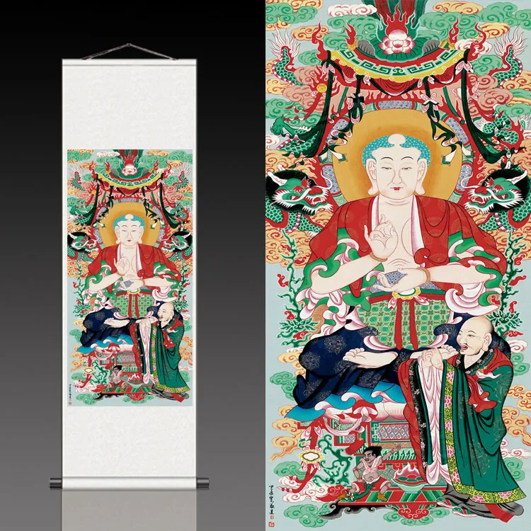 Tibetan Avalokitesvara Bodhisattva Scroll Hanging Painting for Buddhist Characters | Дом и сад