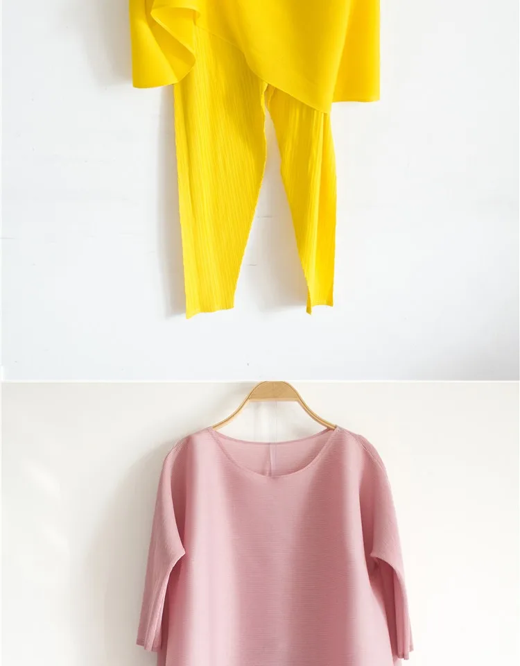 Changpleat весенне-летние женские комплекты из двух предметов Miyak плиссированные дизайн свободные большой Размеры однотонные женские костюмы мода прилива