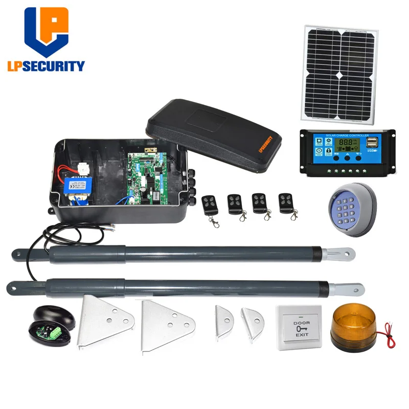 LPSECURITY DC12V пульт дистанционного управления электрический привод для распашных дверей механизм открытия y солнечная панель/контроллер фотоэлементов и 4 пультов - Цвет: set8