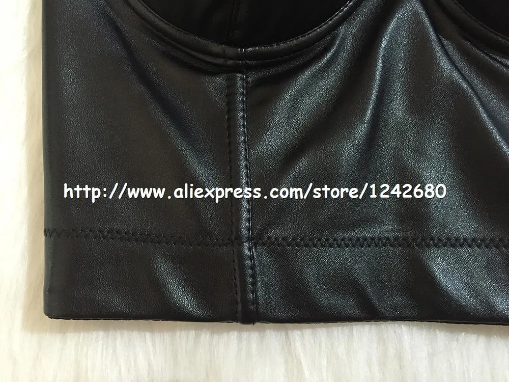 She'sModa искусственная кожа Bralet женский бюстье бюстгальтер ночной клуб вечерние обрезанный Топ жилет размера плюс
