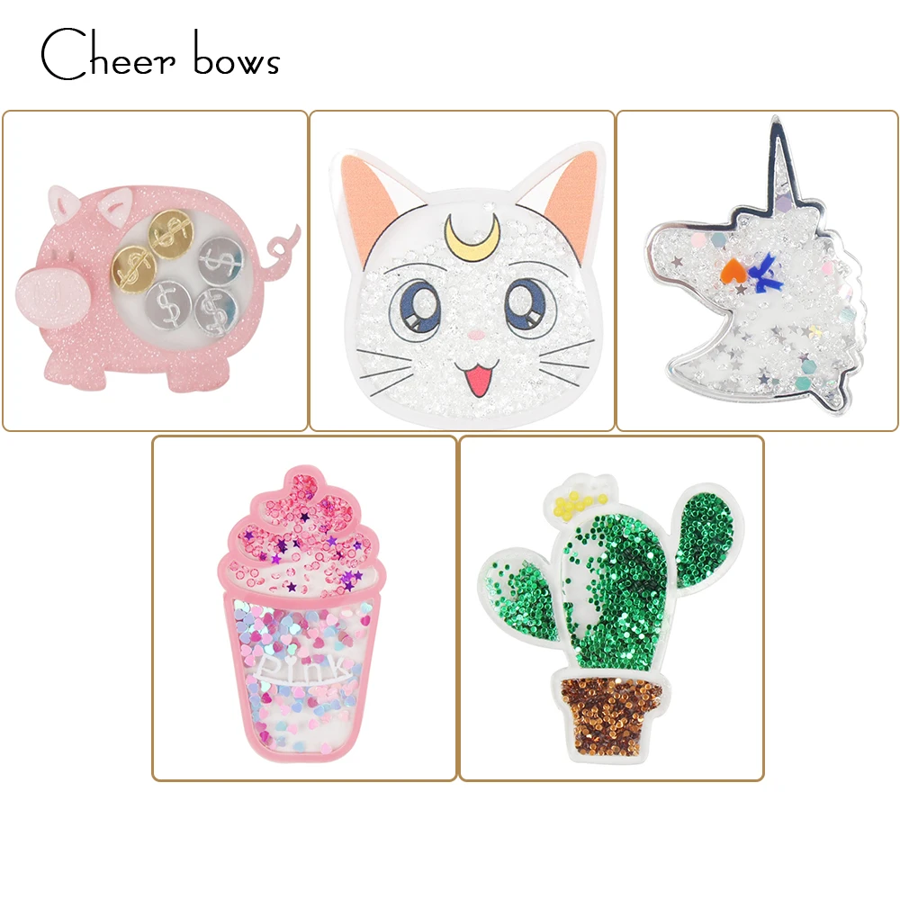 CheerBows 1 шт. Животные акриловые накладки бант для волос Сделай Сам чехол телефона