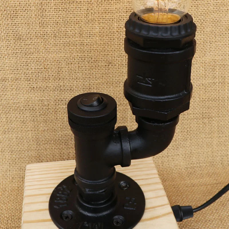 Винтажная настольная лампа в стиле лофта деревянный Базовый Настольный