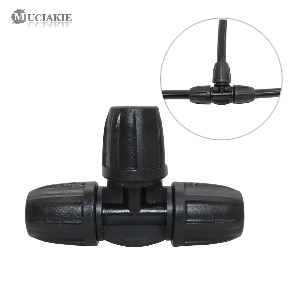 MUCIAKIE 5PCS Garden Hose Tee Water Connector with Lock for 8/11mm Hose Water Splitter 3/8'' Tubing Barb Connector Equal Adaptor