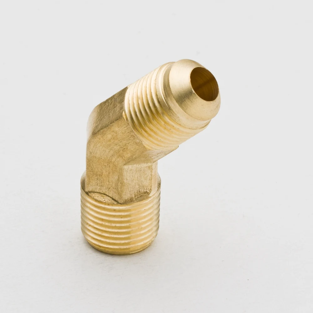 

2pcs 1/4" 5/16" 3/8" 1/2" Brass Pipe Fitting SAE 45 Degree Male Elbow with Male NPT Thread(Model:54)