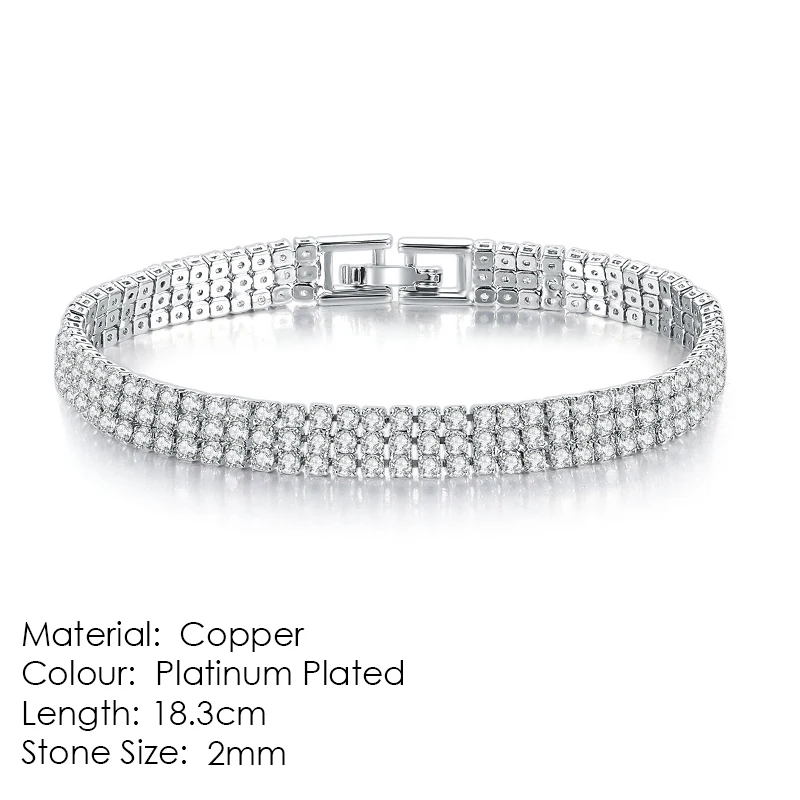 Platinum Clear H092 32 стиля, браслет и браслет для женщин, роскошный трендовый 5 видов и 11 цветов, Теннисный браслет с кубическим цирконием, модные ювелирные изделия, подарок H095-M - Окраска металла: Platinum Clear H092