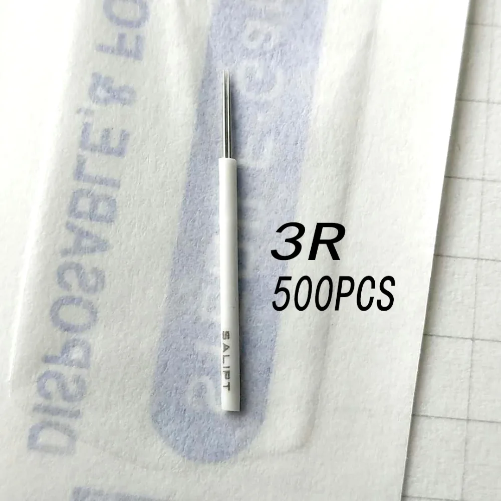 500 шт. микроблейдинг Laminas tebori Circular R3 pin Круглые лезвия для подводки 3RL Иглы татуажа