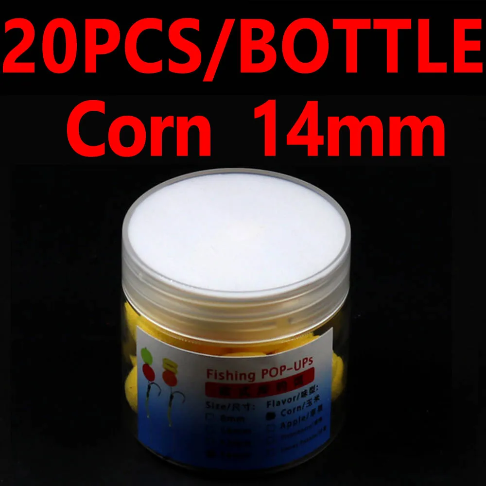 Corn 14mm 20PCS JIGEECARP 1 бутылка приманка для ловли карпа круглая всплывающая приманка крючок запах Ups придирка приманка для волос Клеммная снасть мяч шарик кормушка - Цвет: Corn 14mm 20PCS