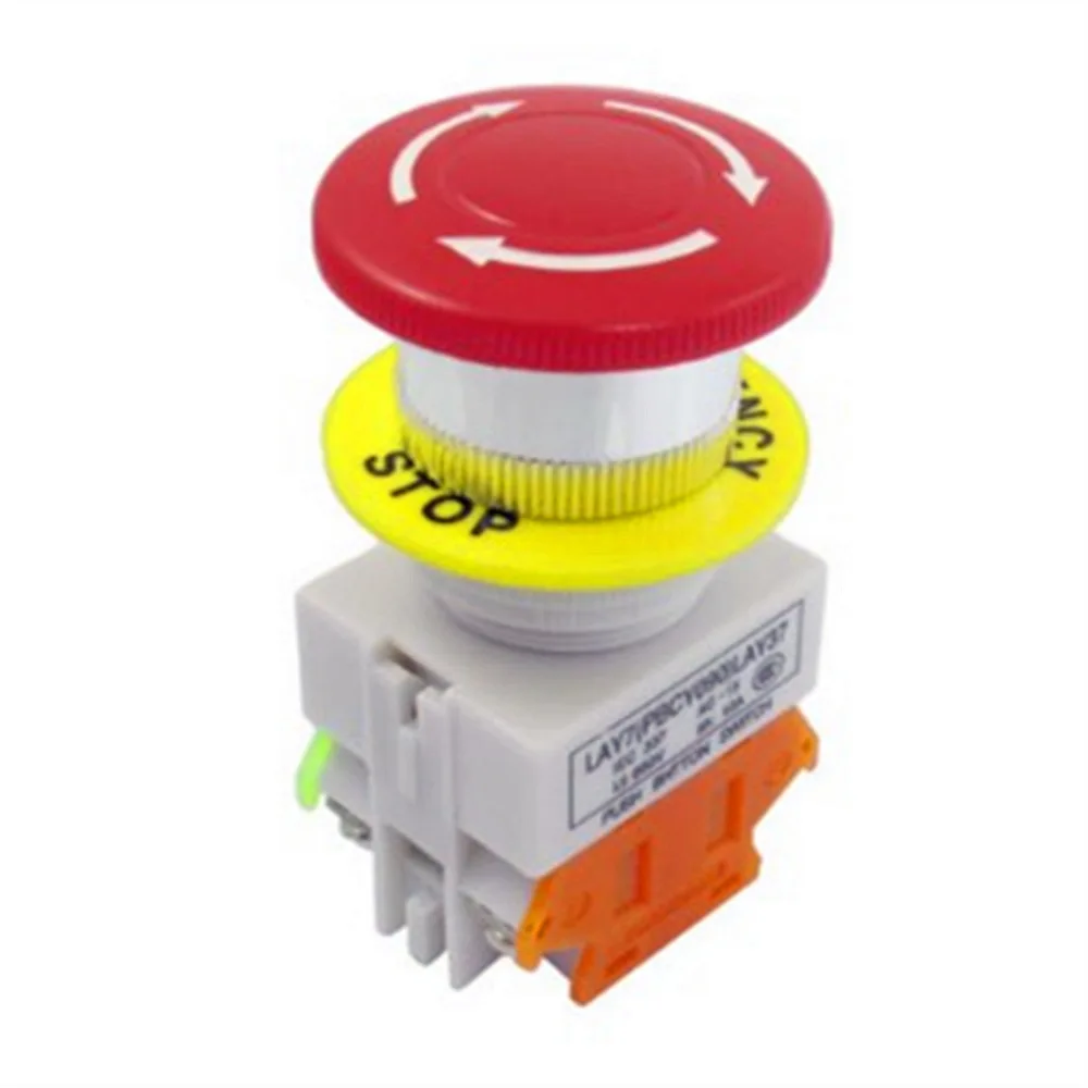 

1 Pc AC 660V 10A Red Mushroom Cap 1NO 1NC Emergency Stop Push Button Switch