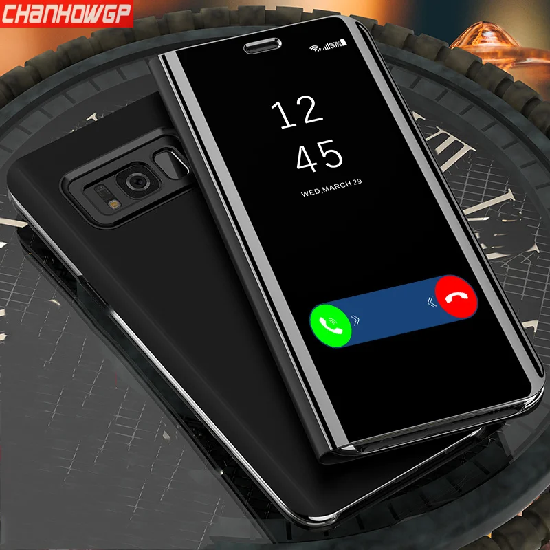 Кожаный чехол с откидной крышкой и зеркальным покрытием для Samsung Galaxy J3 J4 J5 J6 J7 NEO S6