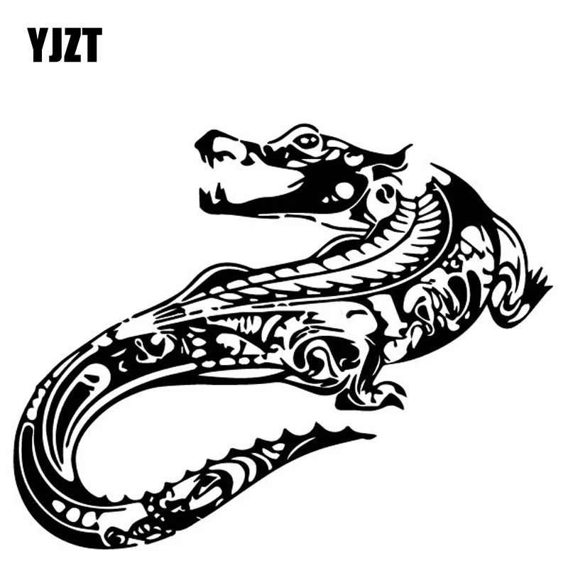 

YJZT 18.6CM*14.7CM Ferocious Crocodile Personalized Car Stickers Car Door Decor Vinyl Decal Black/Silver C4-1422