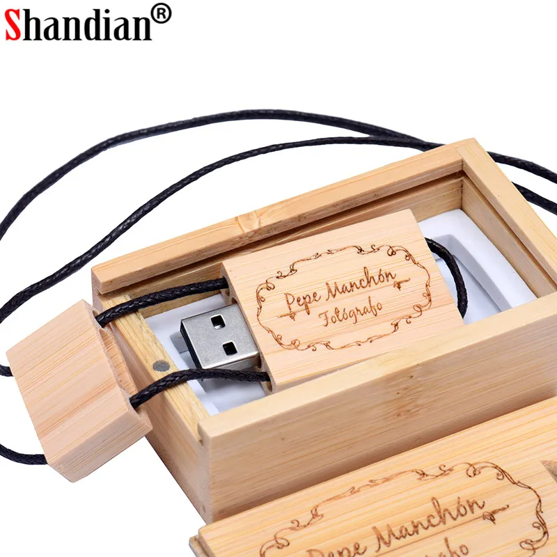 SHANDIAN Nutural деревянный USB флэш-накопитель шнурок дерево Флешка 8 ГБ 16 ГБ 32 ГБ ручка-накопитель карта памяти U диск с логотипом на заказ