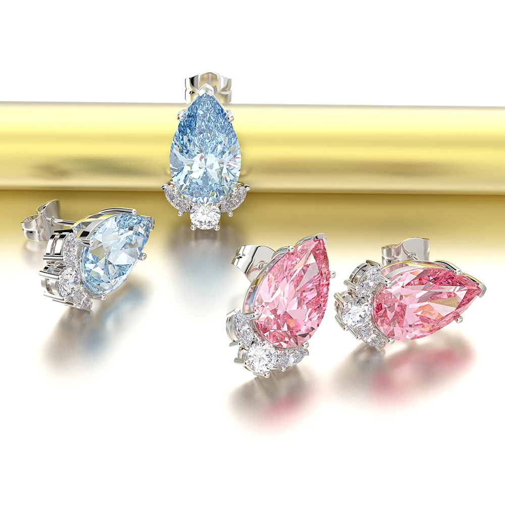 Серьги гвоздики из белого золота с драгоценными камнями|Серьги-гвоздики| |