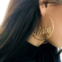 ingesight z punk hyperbole big circle with baby femme letter hoop earrings women fashion jewelry oorbellen female