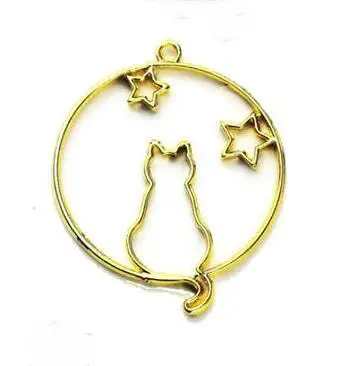 DZ0133-5pcs-GD0xx 5 шт., украшение в виде кота сакуры, открытые оправы, ювелирные изделия, подвески, аксессуары, самодельные Подвески ручной работы, золотая, серебряная металлическая рамка, УФ-смола, ремесло - Цвет: DZ0133-5pcs-GD0xx