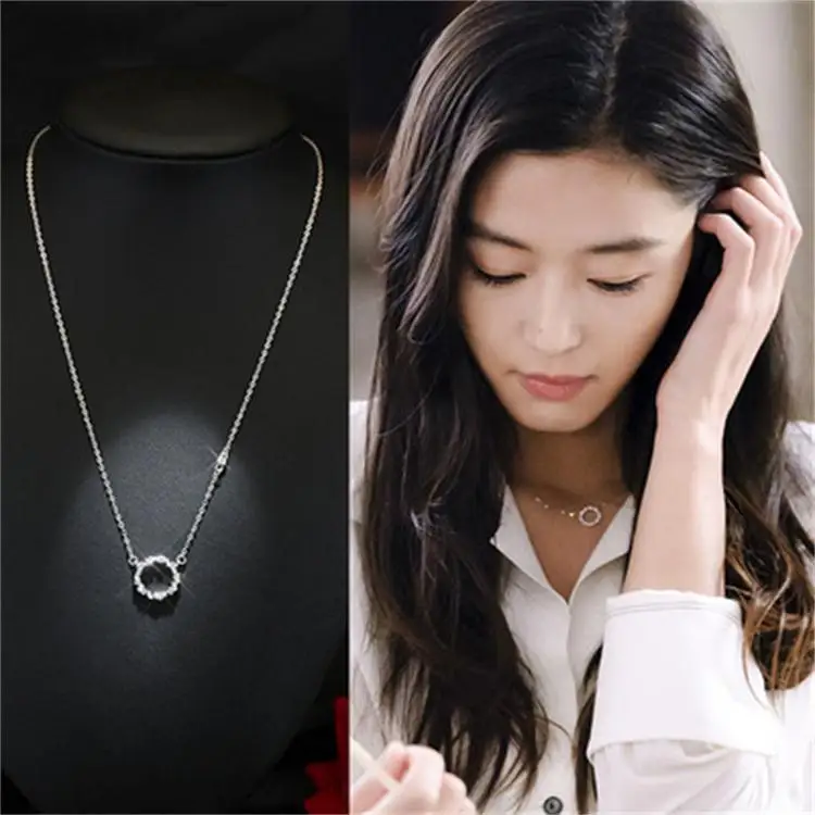 Bijoux Настоящее серебро 925 проба Длинные круглые стразы ожерелья для женщин Свадебные украшения воротники, воротник