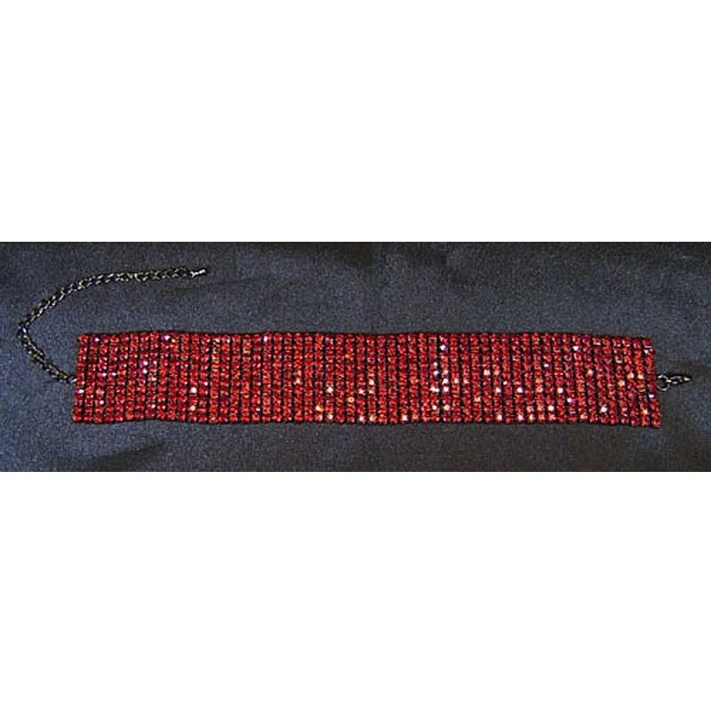 Ожерелье чокер с павлиньими звездами 10 рядов темно красное CC022|rhinestone choker necklace|choker