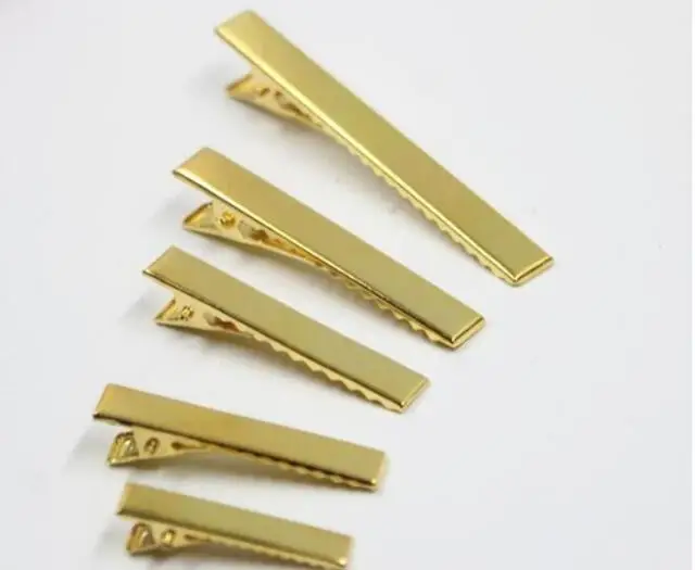 

50Pcs New Gold Flat Metal Single Prong Alligator Hair Clips Crocodile Barrette For Bows DIY Hairpins 3.2cm/4.2cm/4.5cm/5.5cm