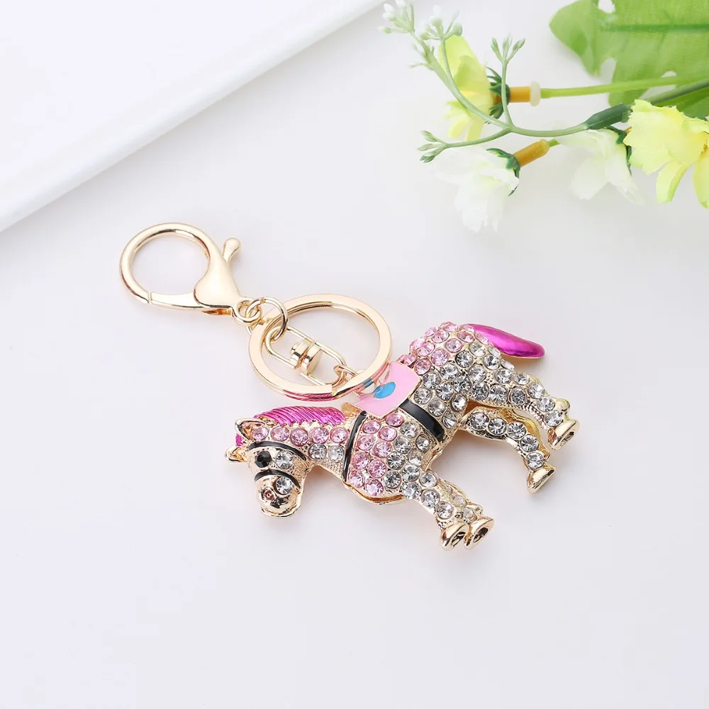Уникальный Кристалл лошадь горный хрусталь Металлические Брелки держатель