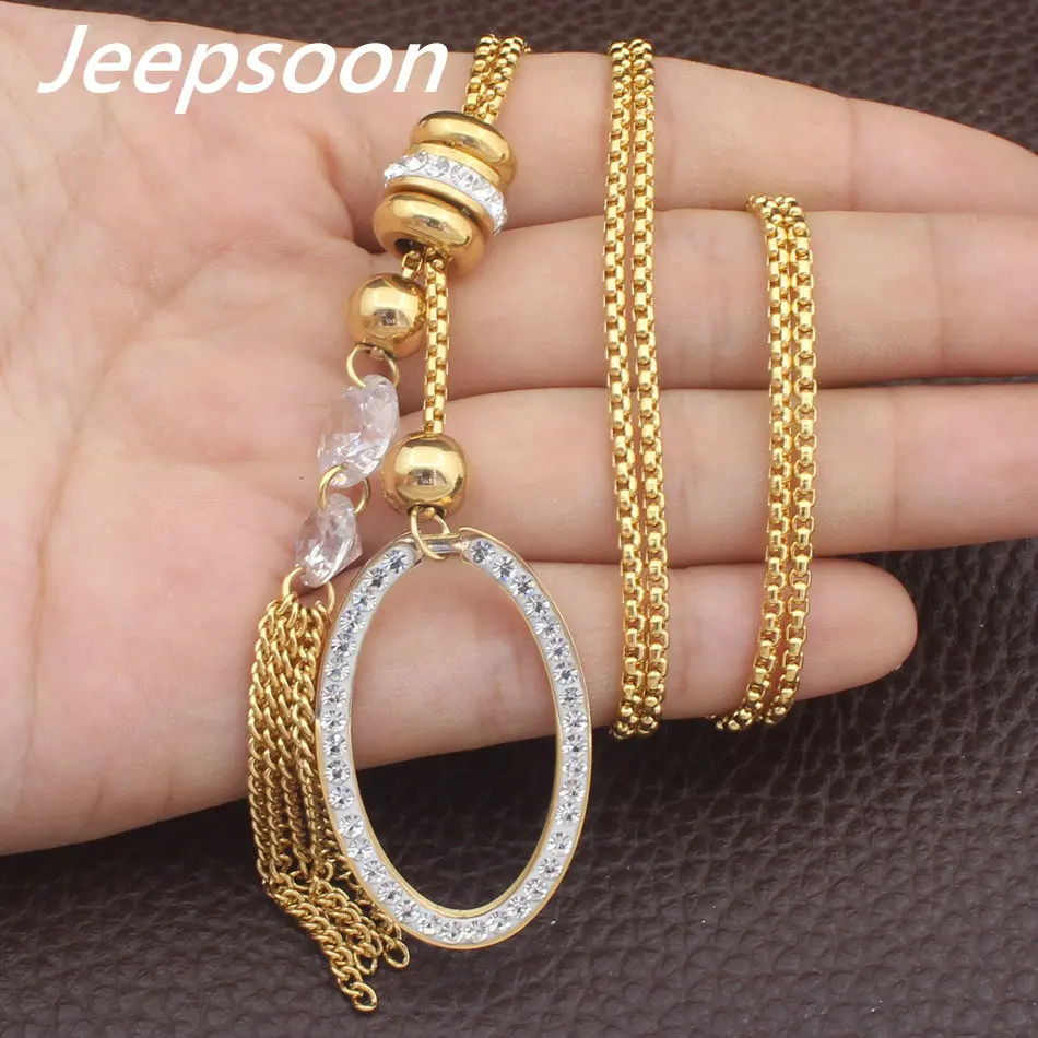 Новые модные ювелирные изделия из нержавеющей стали золотой цвет кулон и серьги