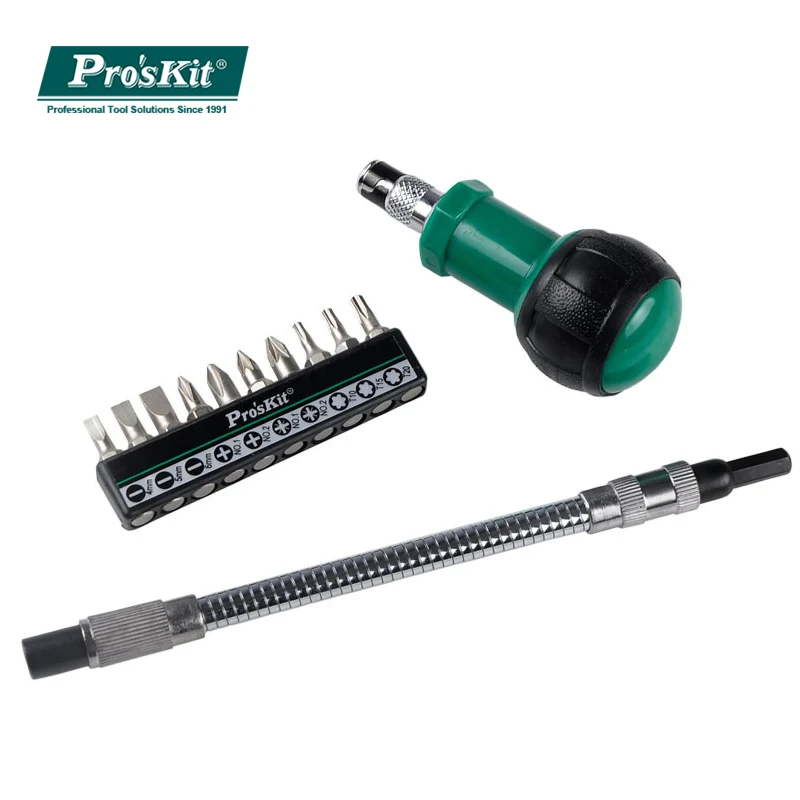 

Pro'sKit 1PK-201 гибкий трещотка драйвер в комплекте с Pozidriv звездообразный шлицевой Набор отверток Phillips ручные инструменты для ремонта