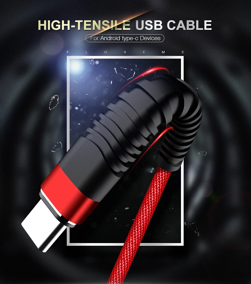 FLOVEME Тип usb C кабель Для Сяо mi 8 mi 8 SE mi 5 mi 6 1 м/2 м Привет-растяжение 2A Плетеный Тип C Зарядное устройство кабель для samsung S8 S9 Кабо usb c кабель зарядное устройство usb type c