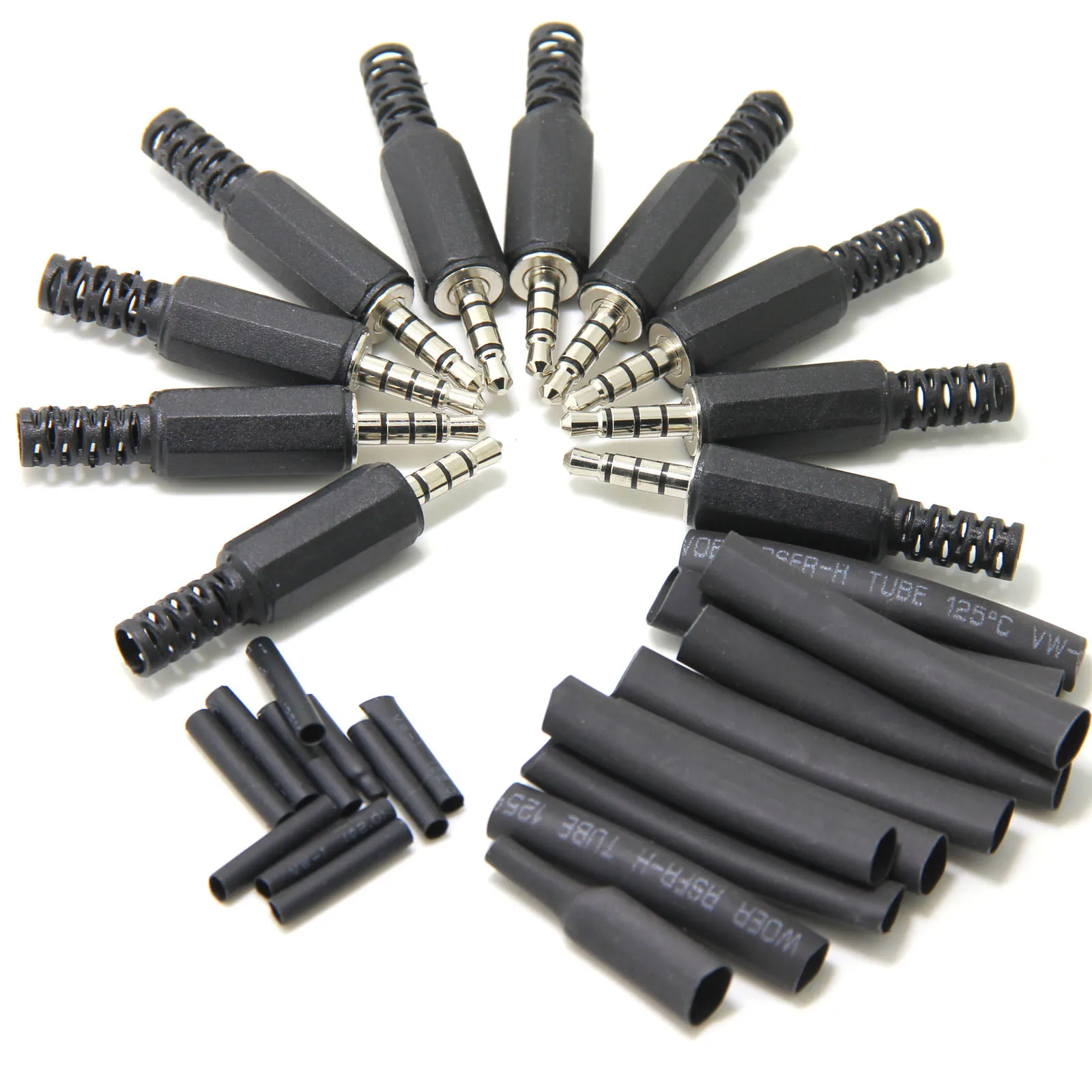 

10-Pack Headphone Headset Replacement Connector TRRS Male Plug 4 Pole 1/8" 3.5mm Solder Type DIY Audio Cable Connector