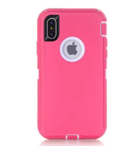 Pink Защитный чехол для iPhone7 6 Plus 6s 8 8 plus X 3 в 1 шт. резиновые гибридные тяжелые военные противоударные панцири чехлы для iPhone XR XS MAX - Цвет: Pink