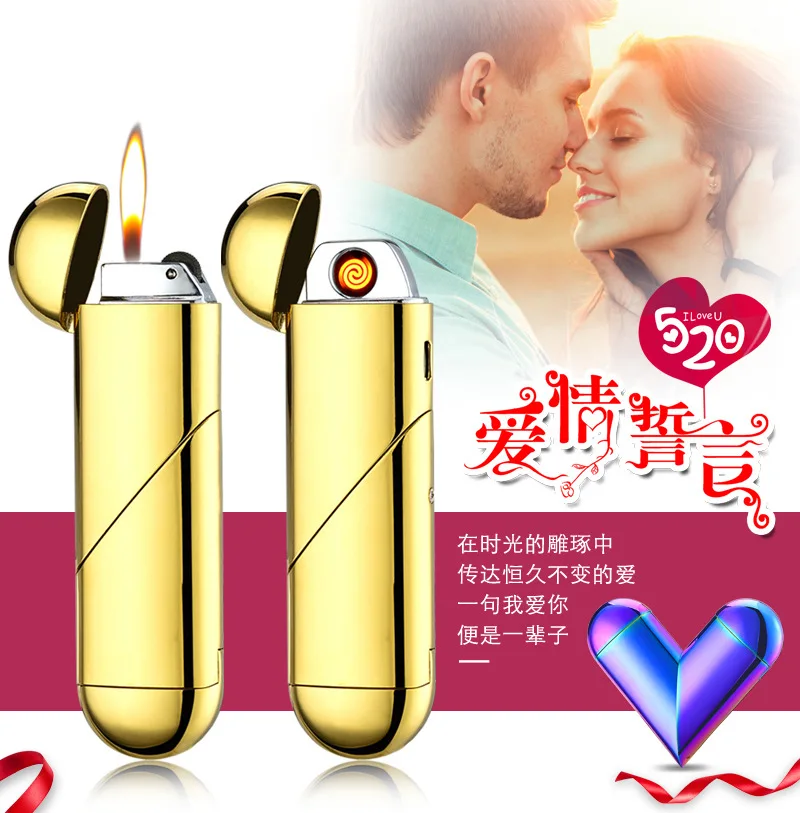 USB Зажигалка Складная Зажигалка в форме сердца двойного назначения ветрозащитные зажигалки беспламенная сигарета перезаряжаемая газовая электрическая зажигалка