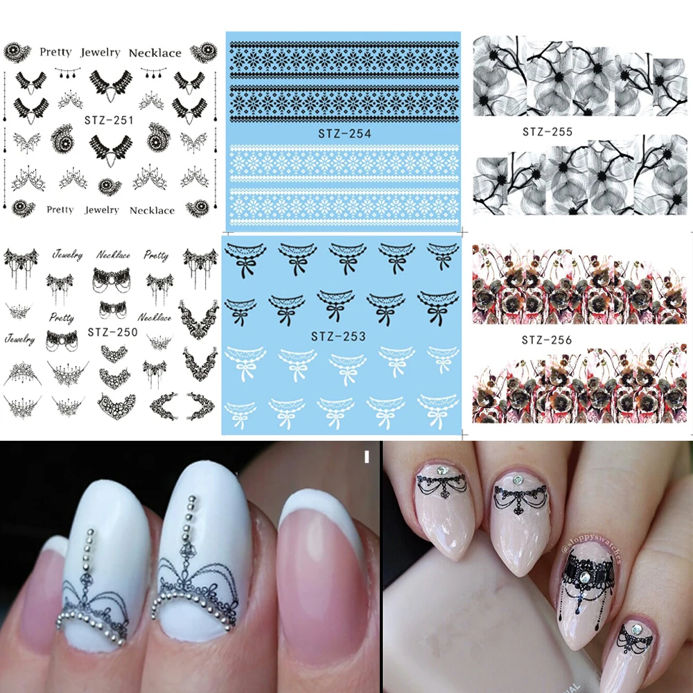 1 лист цветок/кружево/ожерелье ногтей переводные наклейки воды красота Полный
