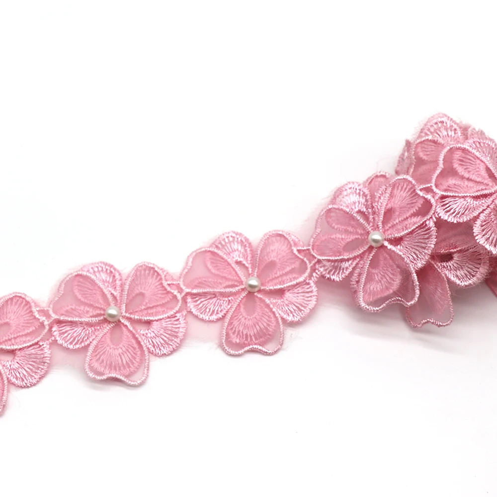 H664 91CM Pearl Flower DIY Soluble Wedding Lace Trim Knitting Embroidered Handmade Patchwork Ribbon Sewing Supplies Craft | Дом и сад