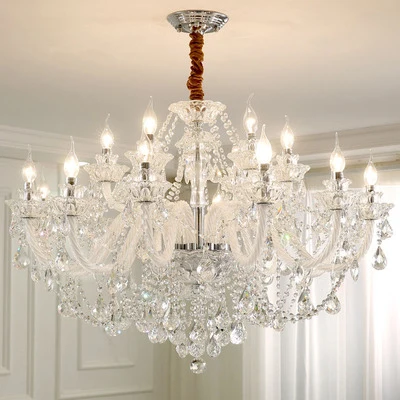 30 light European Candle Crystal Lamp Living Room Large Crystal Chandelier Lighting Modern Atmosphere Restaurant Bedroom Hanging Lamps - Цвет абажура: 30 light