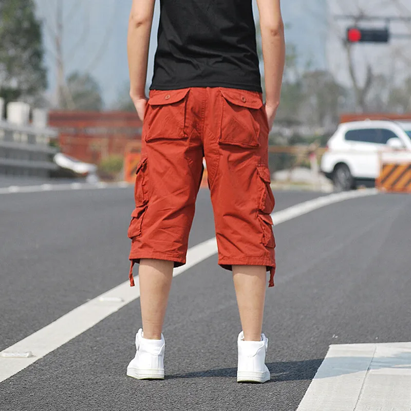 2018 мужские досуг брюки карго Твердые Хлопок до колен свободные удобные jogger