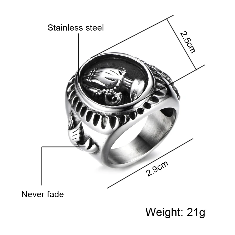D&ampZ Gold Silver Color Blessed Prayer Hands Ring Male Vintage 316L Stainless Steel Rings For Men Jewelry Accessories | Украшения и