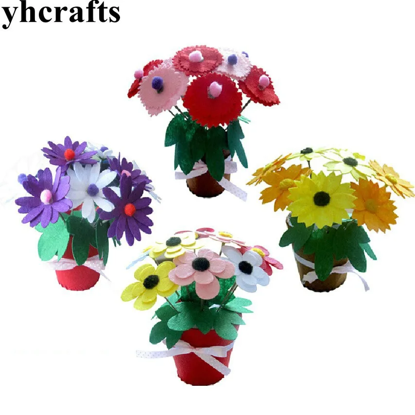 

4PCS/LOT,DIY felt flower craft kits Kindergarten crafts Home decoration Early learning educational toys Ornament Decoration Craf