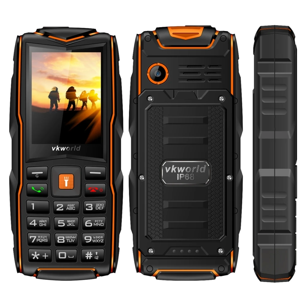 VKWorld камень V3 IP68 Водонепроницаемый 2,4 дюймов 3000 мАч мобильный телефон GSM FM Русская клавиатура 3 слота для sim-карт флэш-светильник мобильный телефон