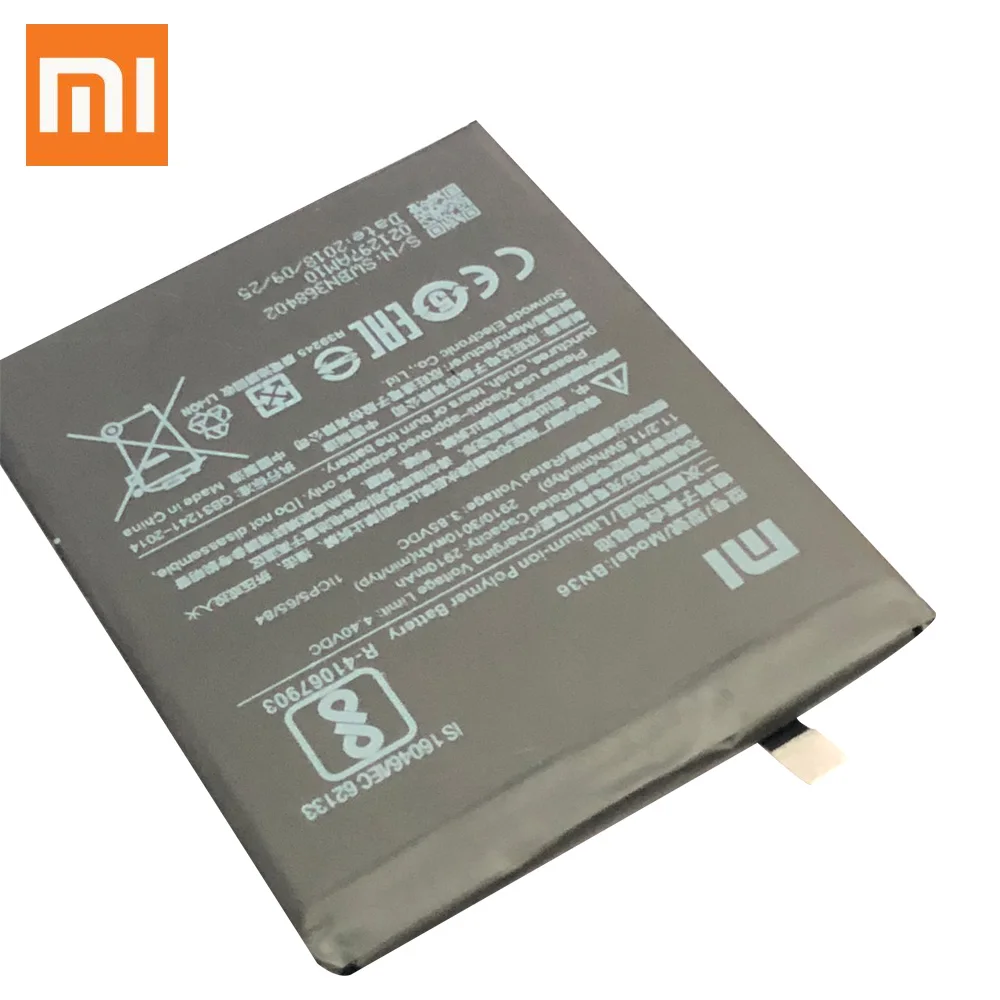 Оригинальный аккумулятор для телефона Mi6X MiA2 батарея Xiaomi Mi 6X A2 BN36 батареи с