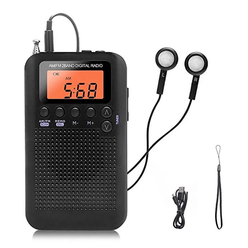 Карманное радио AM FM стерео портативный цифровой Транзистор с таймером сна и