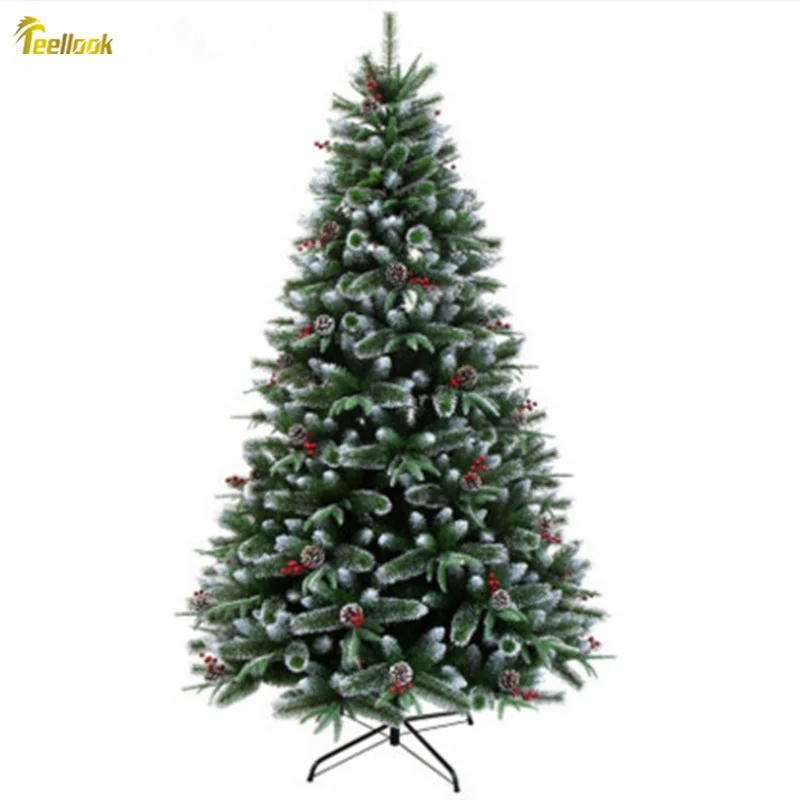 

Teellook 1.2m/3.0m encryption Christmas tree pine needles pine cones sticky white PE YE Fruit Garden Mall Christmas Decoration