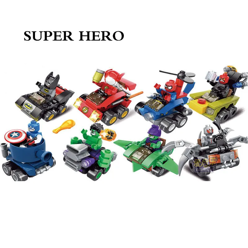 12 шт./лот комикс Супер герои бампер автомобильный строительный блок сделай сам