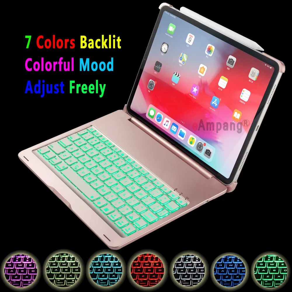 Bluetooth клавиатура с подсветкой Чехол для iPad Pro 12 9 2018 A1876 A2014 A1895 карандаш держатель