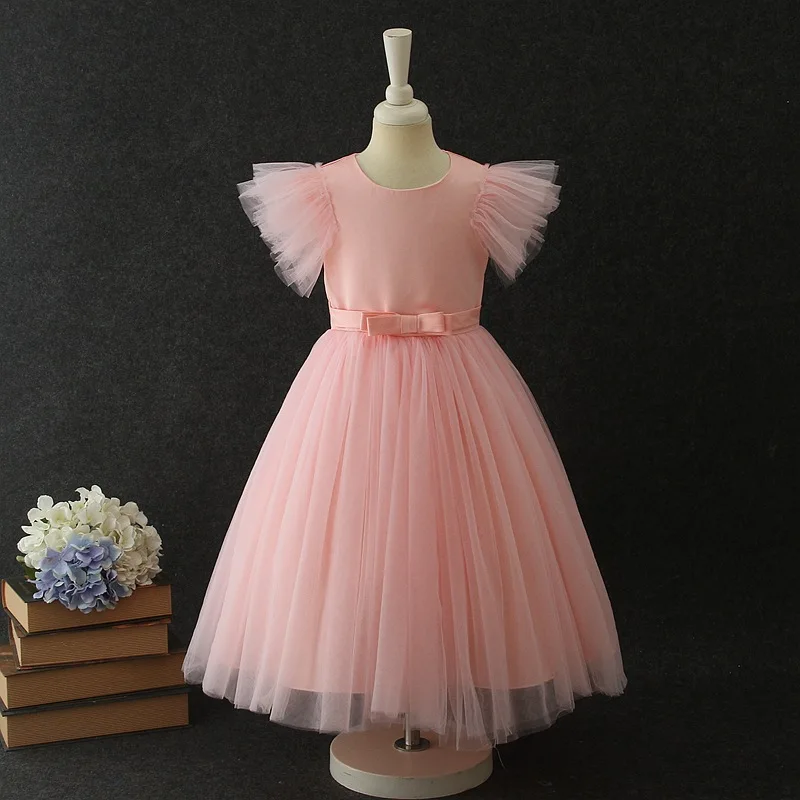 Однотонное платье принцессы со съемной шалью Элегантные Детские платья Одежда