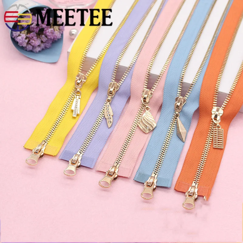 Meetee 5#70-120 см металлическая молния двойной ползунок Open-end Декор молния для DIY швейная одежда пальто куртка ремесла аксессуары AP543