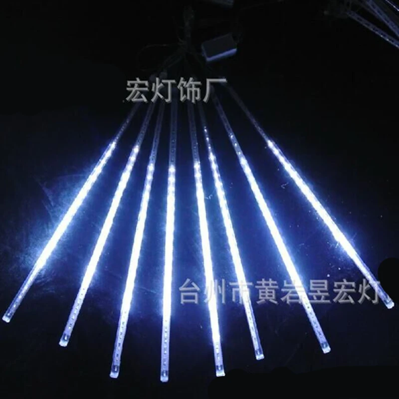 Светодиодная гирлянда с метеоритным дождем 30 см, Рождественская елка Luces Navidad Noel Natal, свадебный/Свадебный декор, рождественские товары для улицы, Q - Цвет: Белый